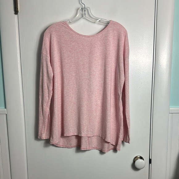 Lululemon Back Into It Long Sleeve Shirt Heathered Pink Puff Pima Cotton - Picture 2 of 6